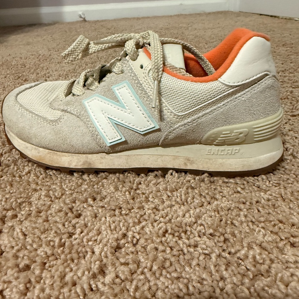New Balance Cream and Orange Sneakers